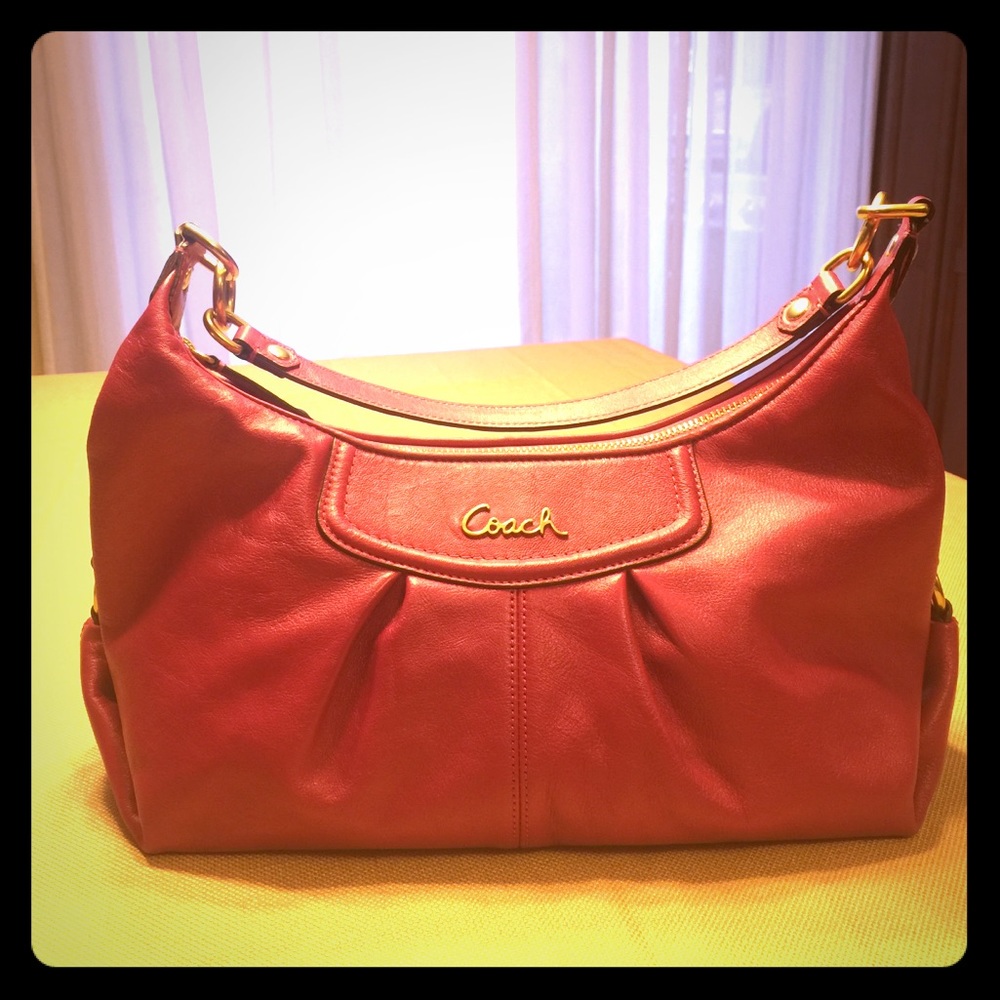 Coach hot pink leather hobo with detachable strap